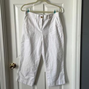 Talbots white linen wide leg crop pants size 10P